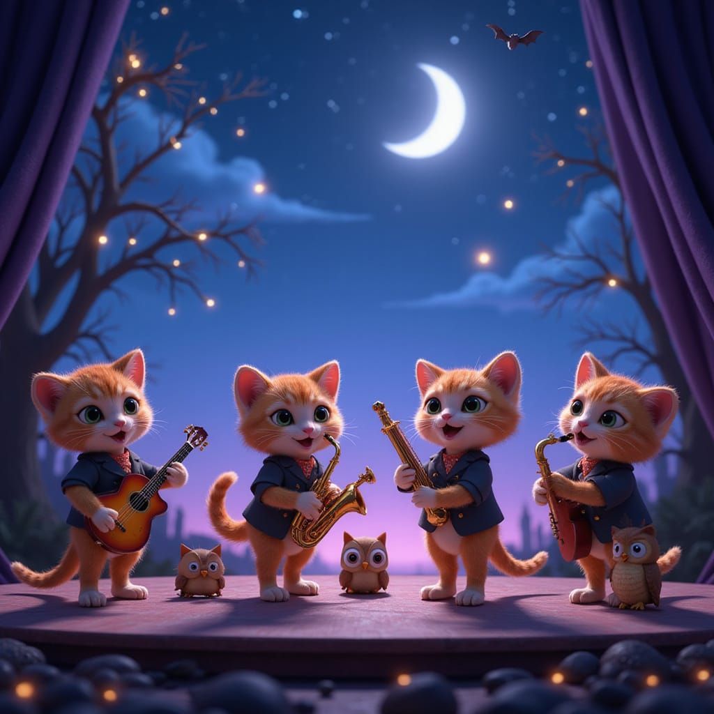 Kitten Jazz Band Concert in Pixar Style