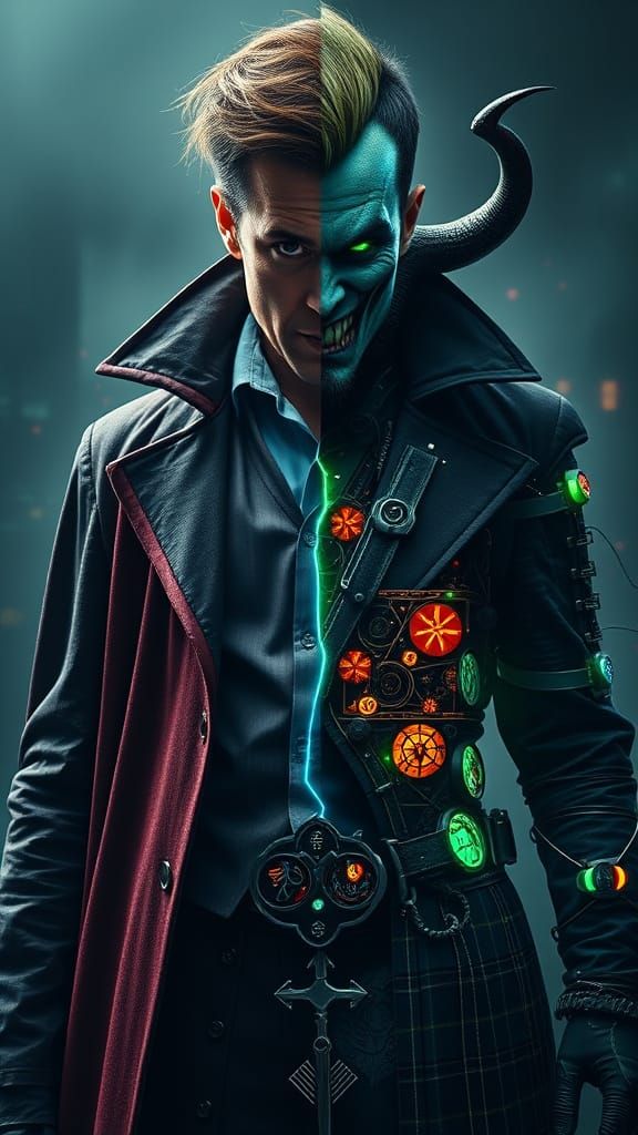 Epic Cinematic Portrait of Dr. Jekyll and Mr. Hyde in Fantas...