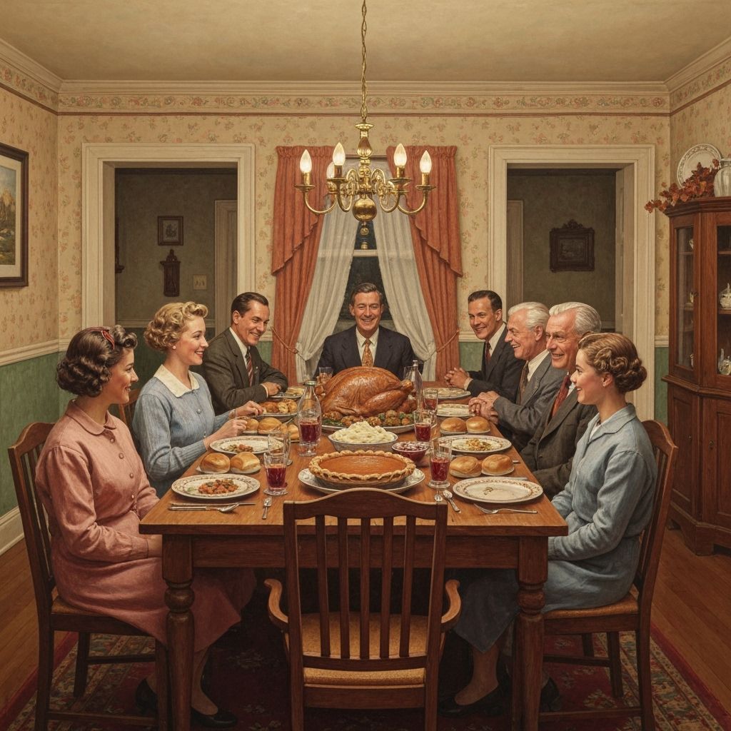 1950s Thanksgiving Dinner in Norman Rockwell Style