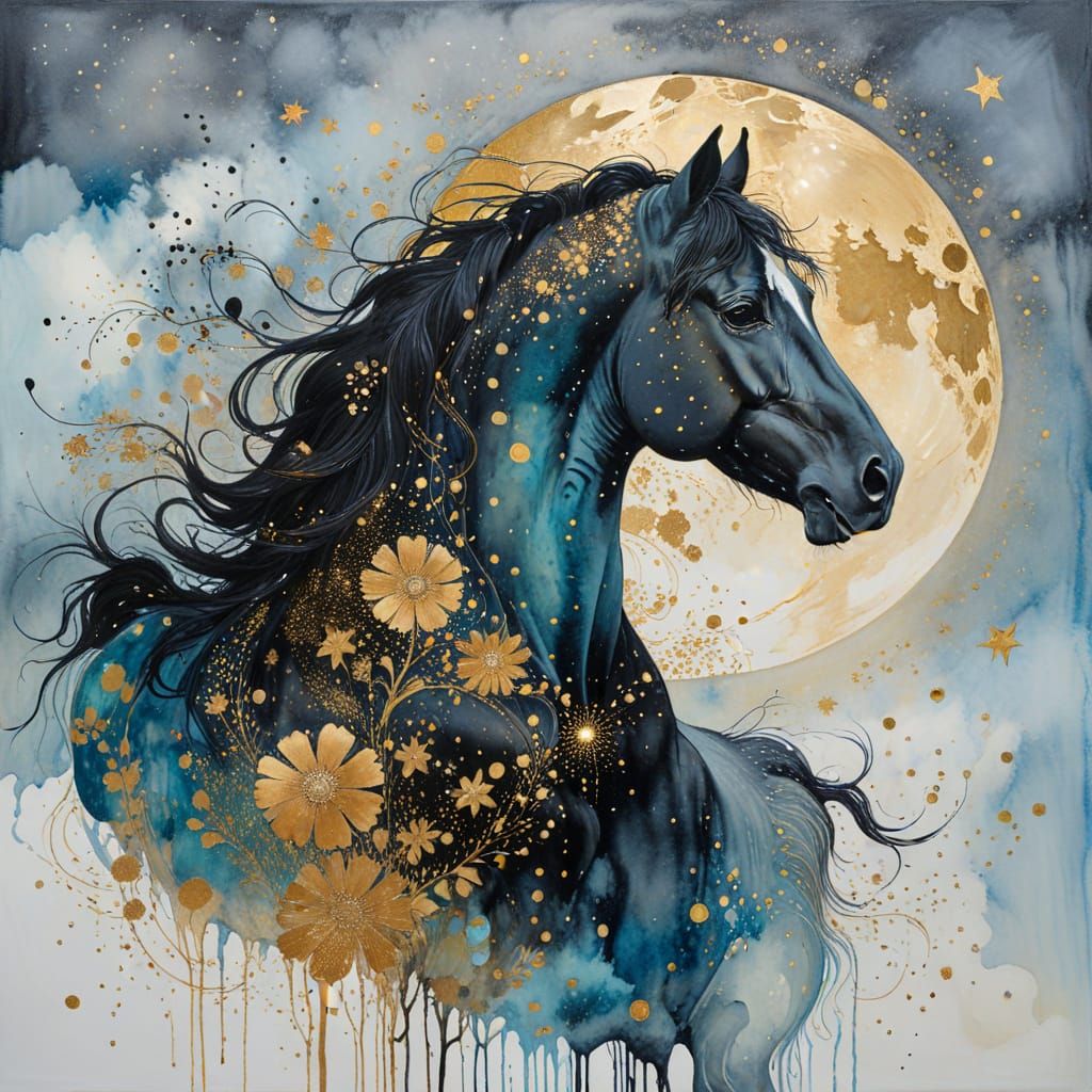 Horse and moon, Gustav Klimt and Anna Silivonchik and France...