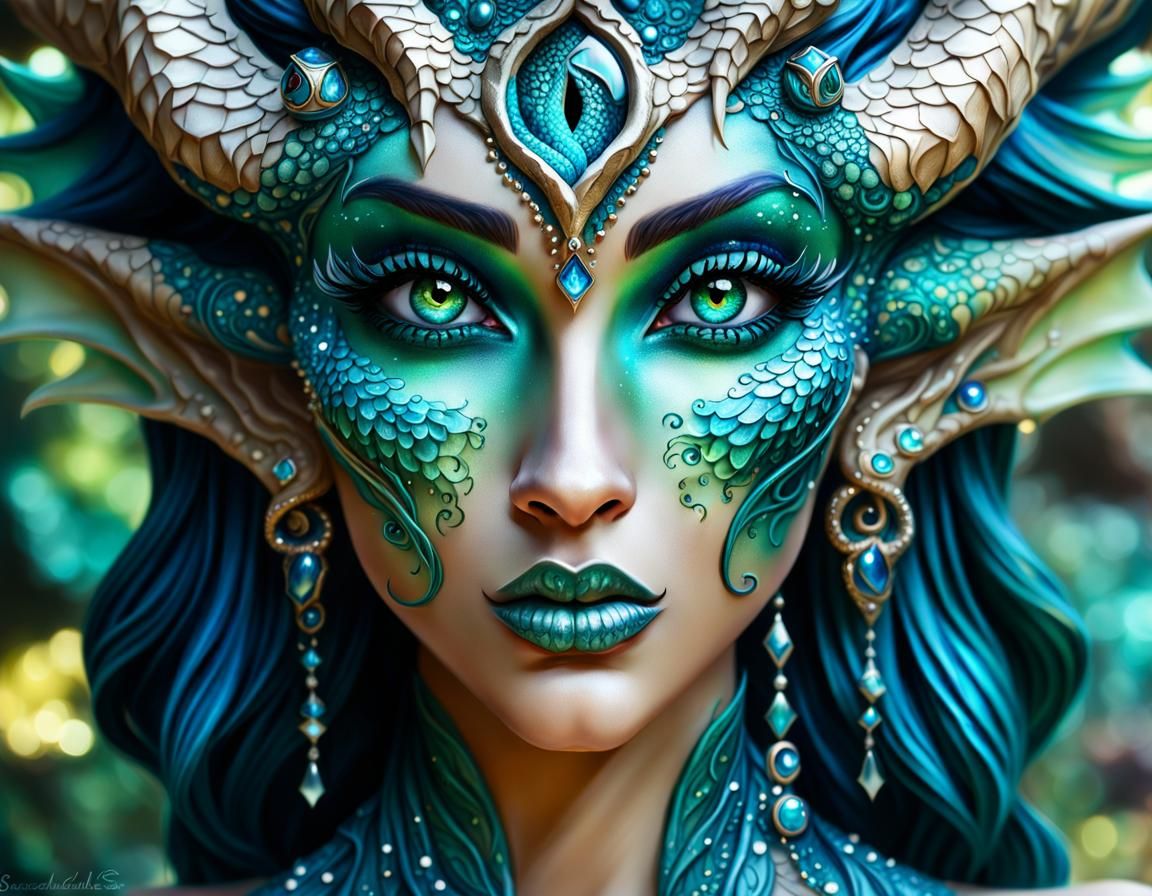 Stardust Sorceress with Piercing Eyes in Garden Wonderland