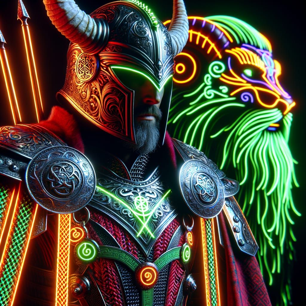 Magician in Luminous Armor with Dragon