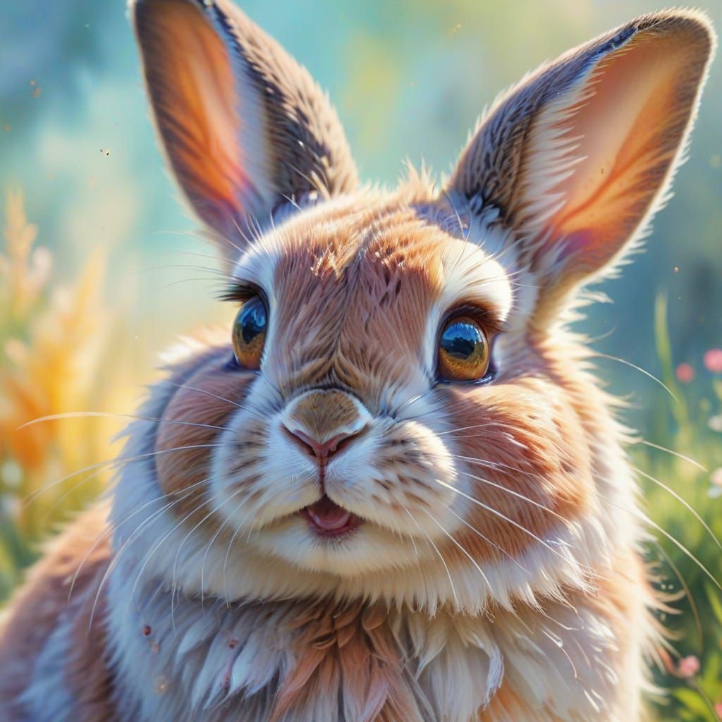 Cute Bunny in Vibrant Watercolor Style