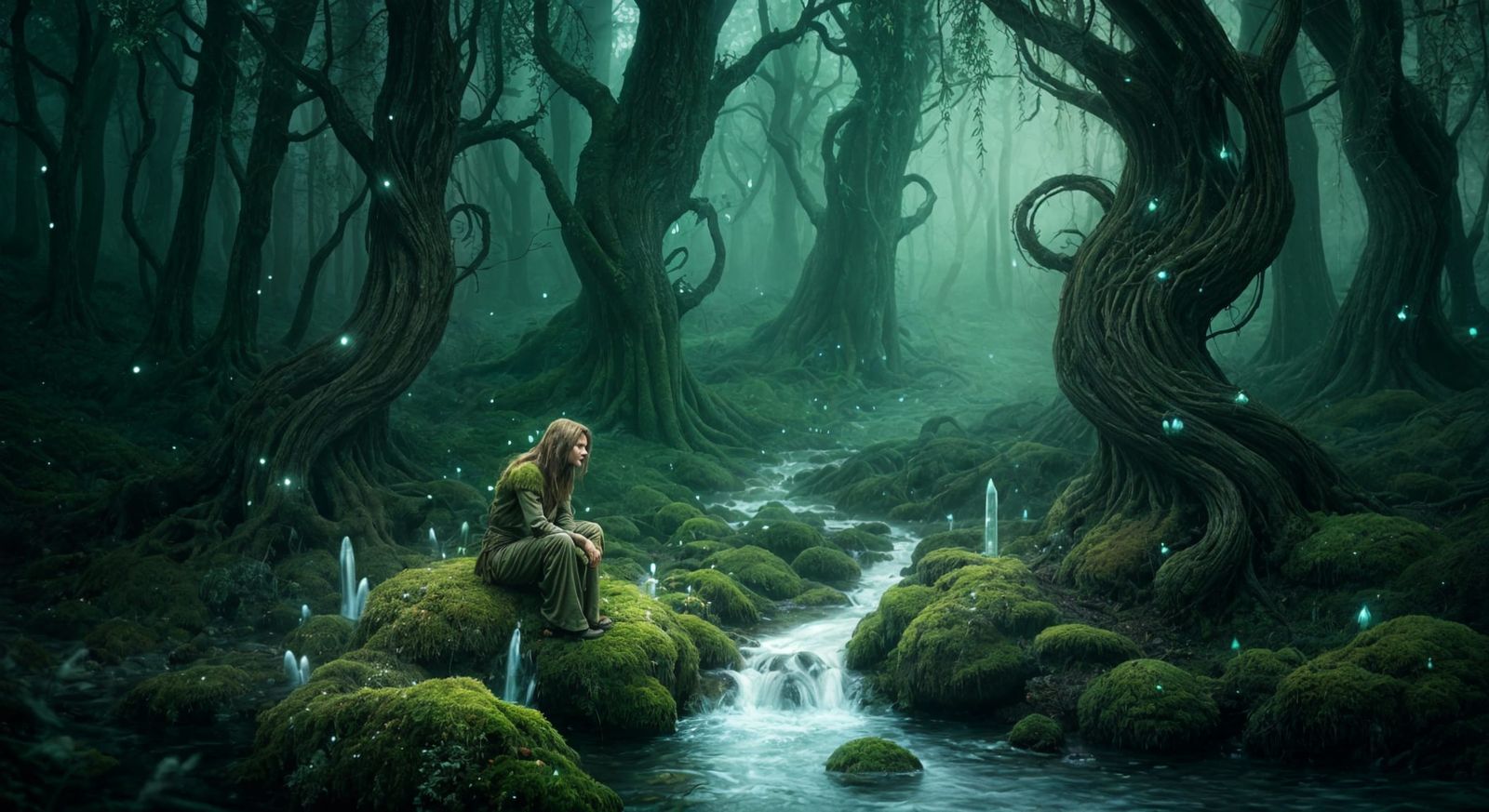 Enchanted Woodland Scene in Mystical Art Style
