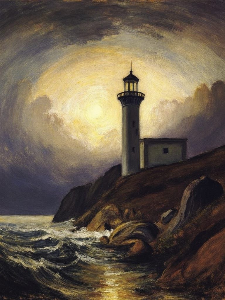Surreal Lighthouse in Renaissance Mosaic Style