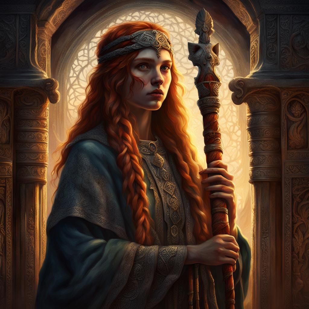 Slavic Priestess in Temple of Morana: Fantasy Art