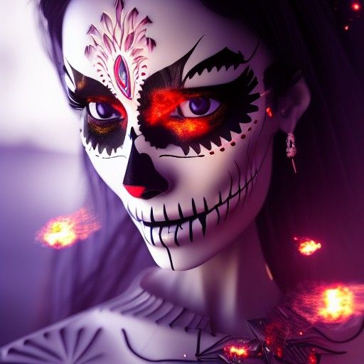 Epic Catrina Portrait with Fire Sparkles