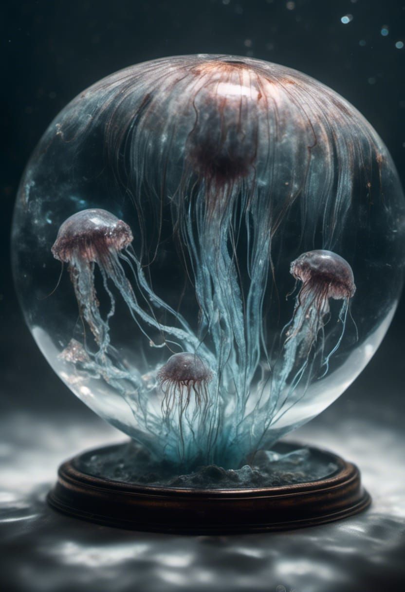 Bioluminescent Crystal Jellyfish Underwater in 3D