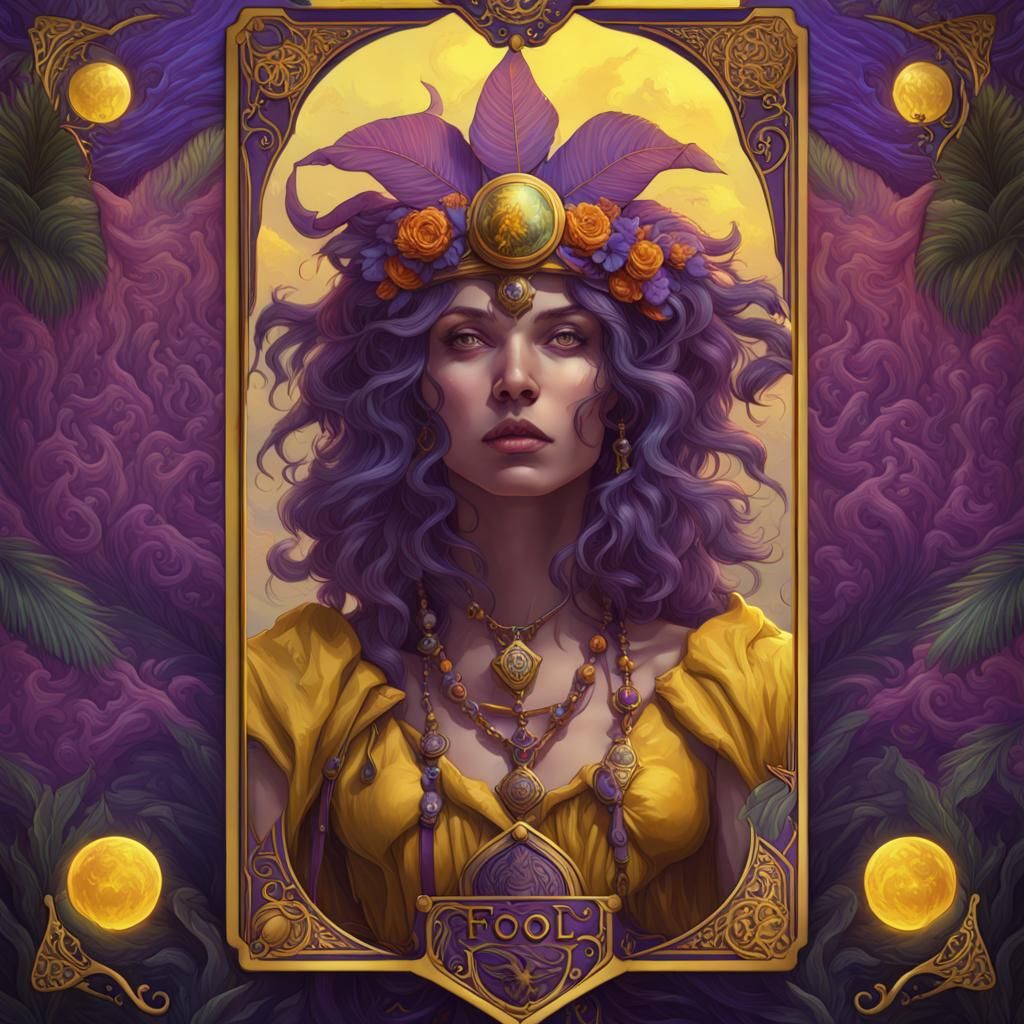 The Fool Tarot Card in Dark Fantasy Style