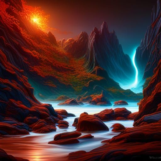 Abstract Autumn Wave in Detailed Matte Painting