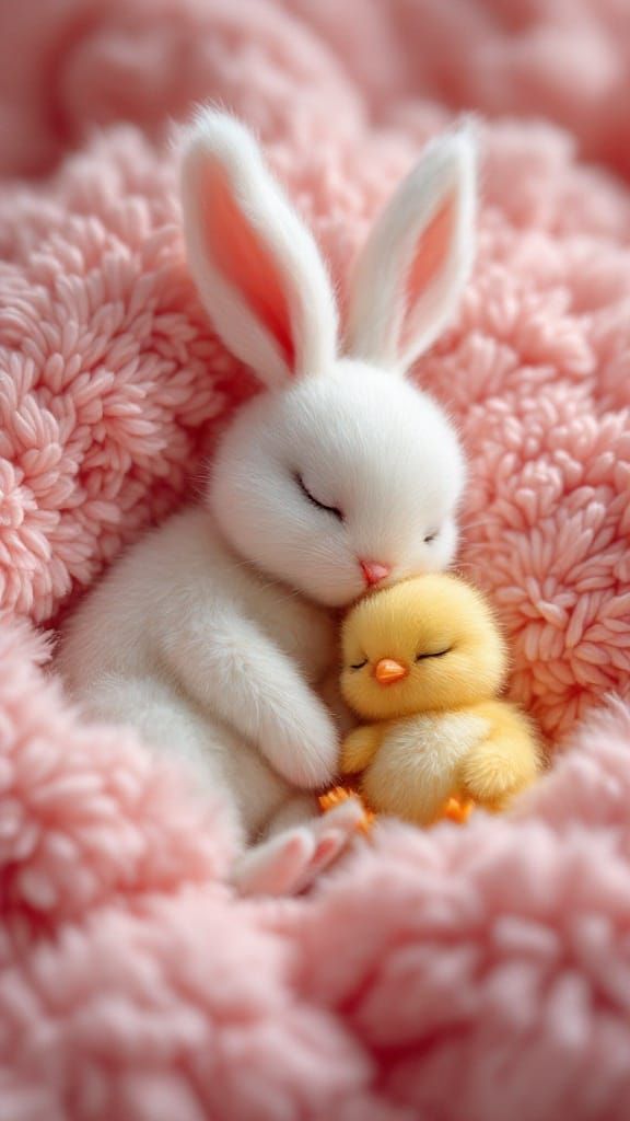 Surreal Felted Friends in a Cozy Hyperrealistic Scene