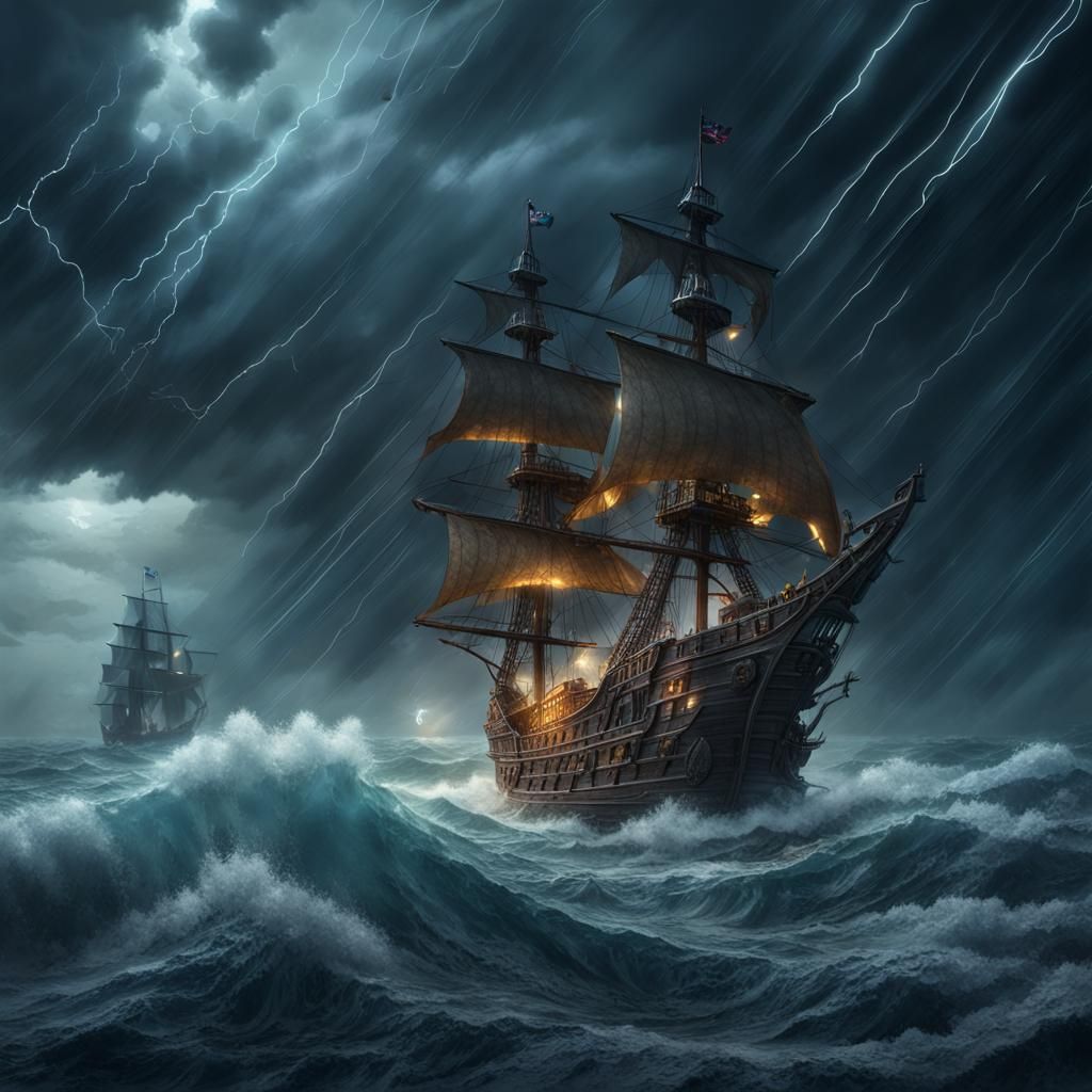 Epic Thunderstorm Over the Open Sea