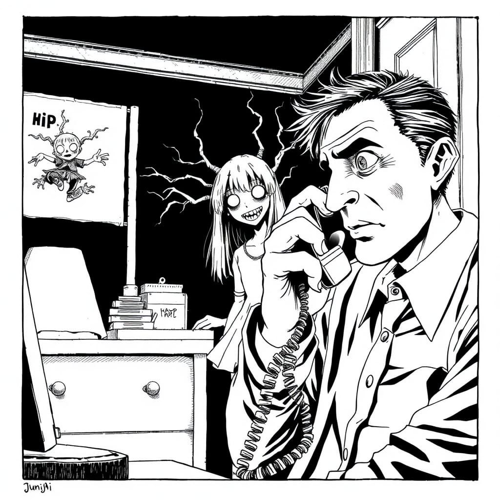 Creepy Manga Girl with Glowing Eyes