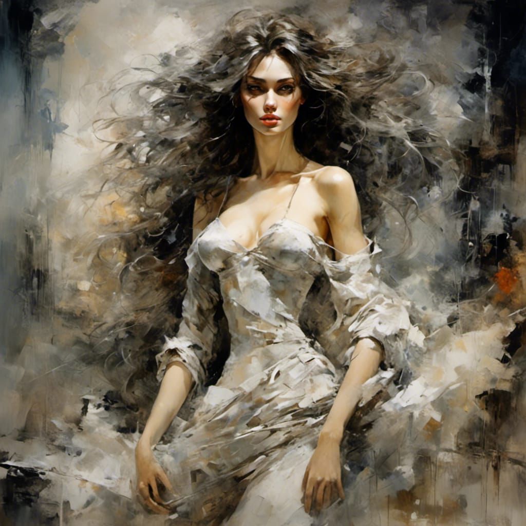 Sensual Woman with Curves in Dramatic Lighting