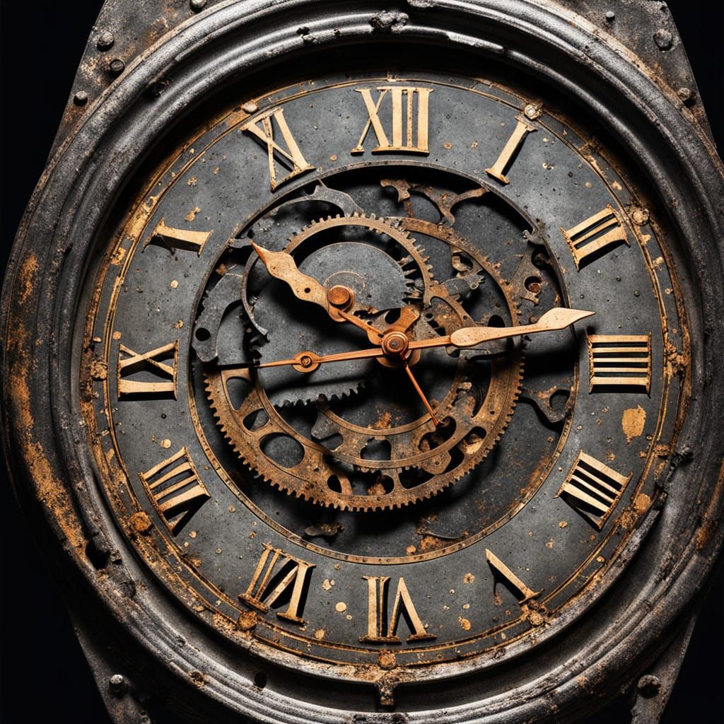 Distressed Roman Numerals Wall Clock in Rusted Elegance