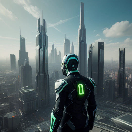 Surreal Futuristic Visionary Contemplates Urban Paradise