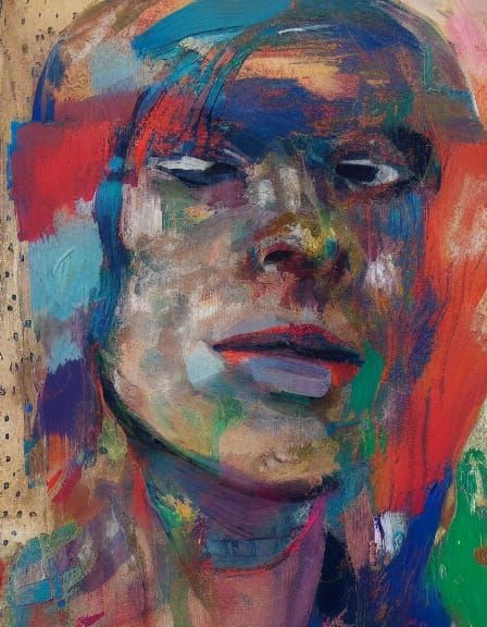 Expressive Abstract Portrait of a Contemplative Woman