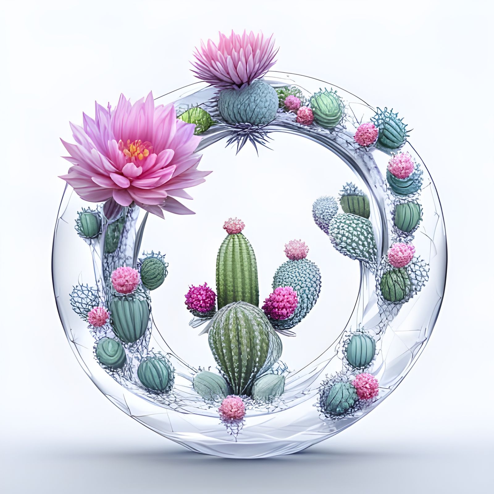 Swarovski Crystal Cactus Figurine in Art Nouveau Style