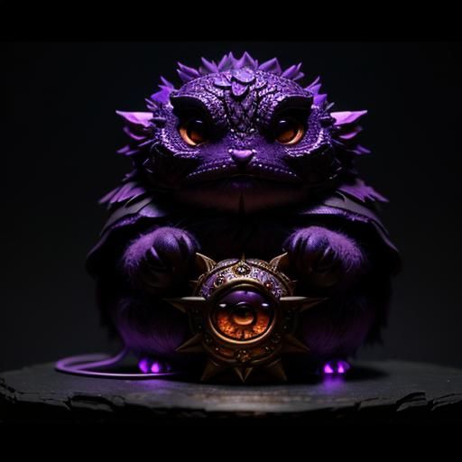 cute stuffed animal. dnd beholder. purple.