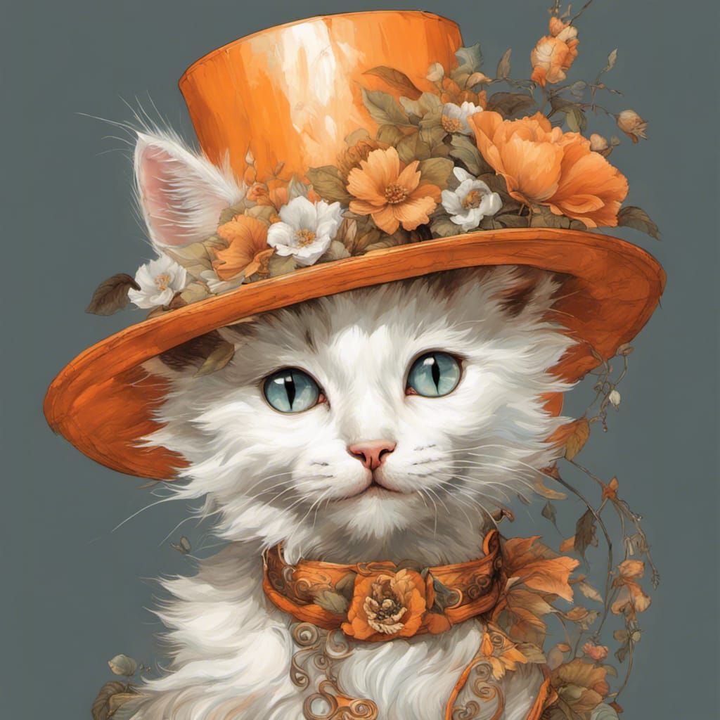 Victorian Kitten in Ornate Hat Fantasycore Portrait