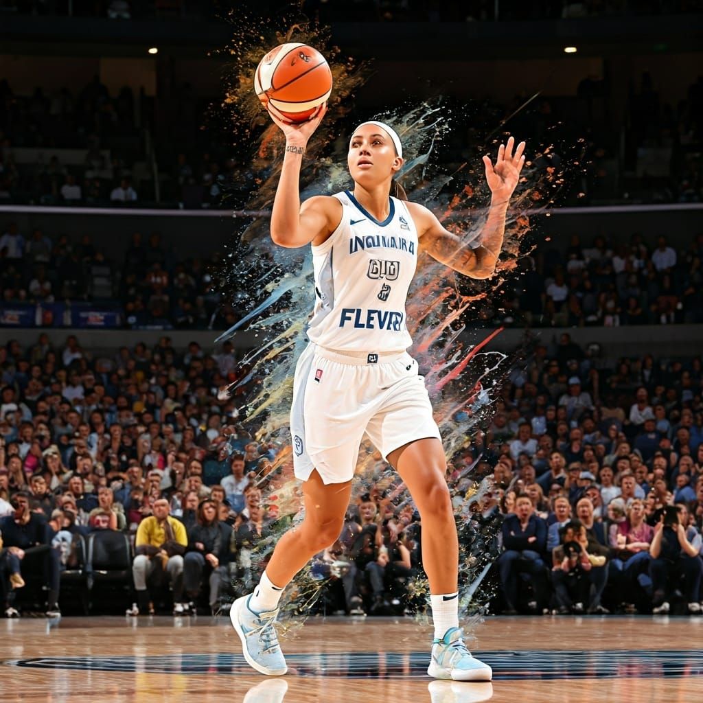 Caitlin Clark: Hyperrealistic WNBA Splash Art
