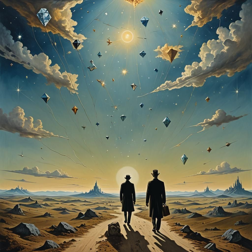 Surreal Dreamscape: Guardian Gazing at the Heavens