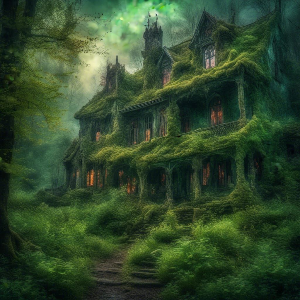 Overgrown City: Vines and Moss in Hyperrealistic Detail