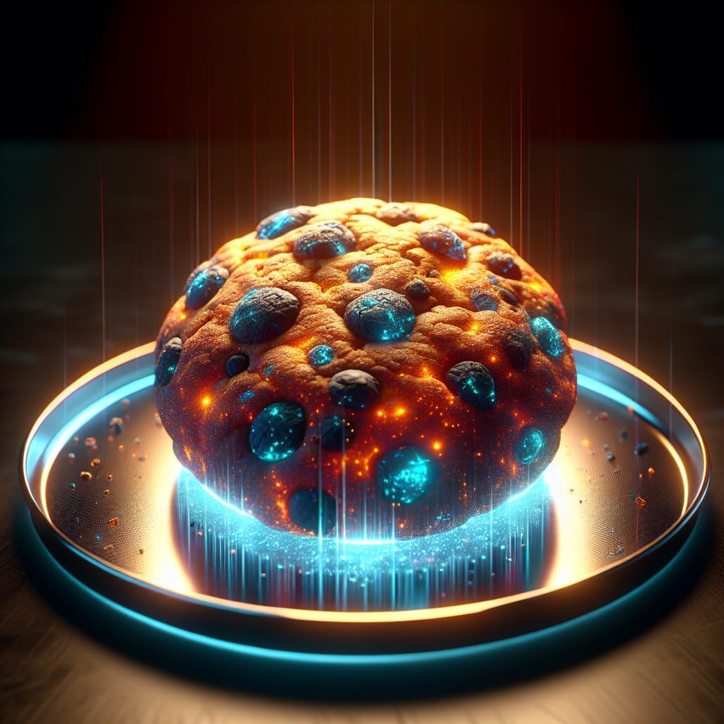 Glowing Cookie on Plate in Photorealistic 16K