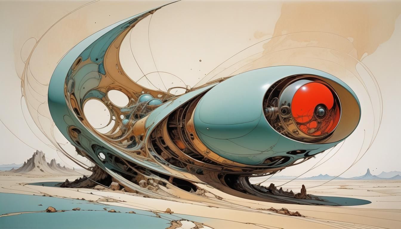 Abstract Alien Ship Design in Surreal Style