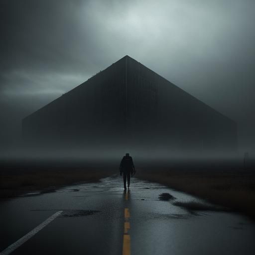 Dystopian Earth: Lone Figure in Rainy Wasteland