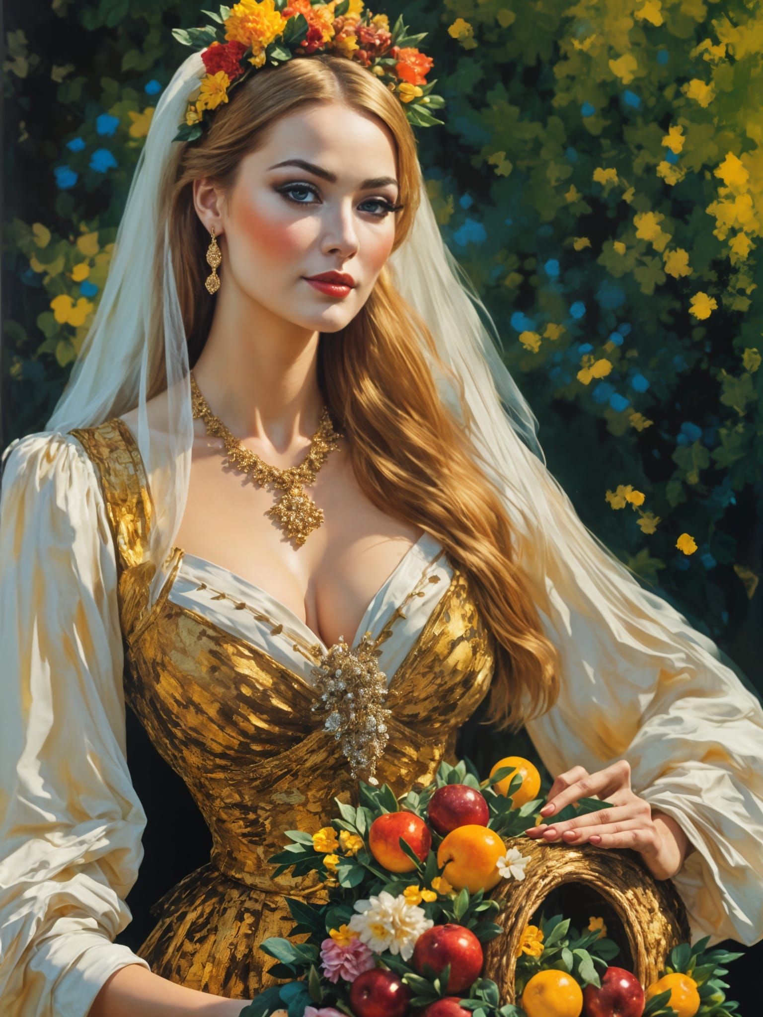 Pilgrim Woman with Cornucopia of Fruit