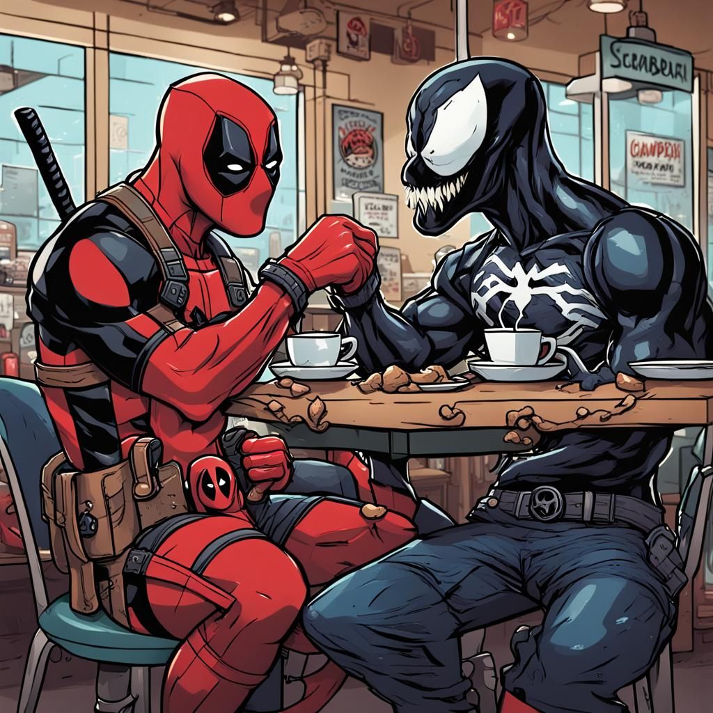 Deadpool vs Venom: Cartoon Fight Scene