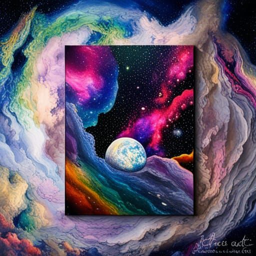 Spectacular Starscape View from the Moon in Graffiti Style