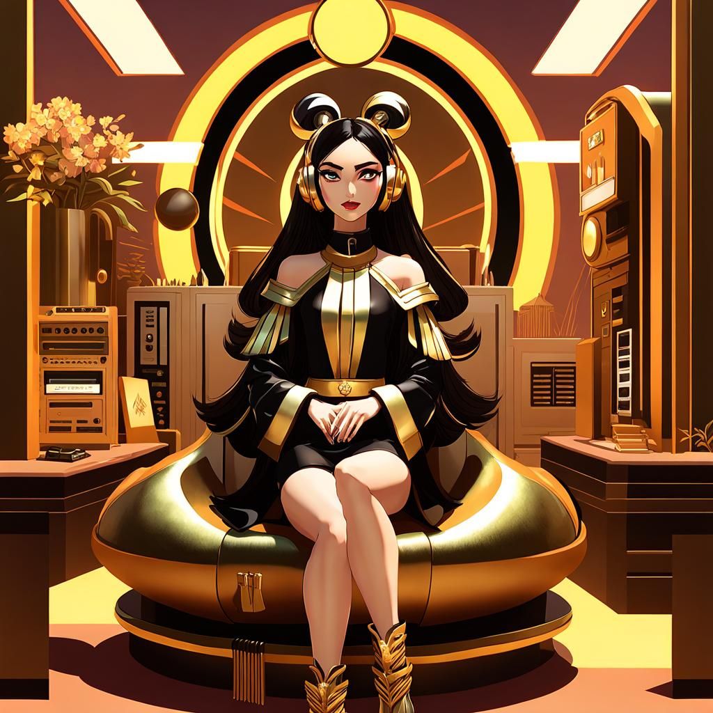 Vtuber Character Sheet with Hoof Shoes in Retro Setting