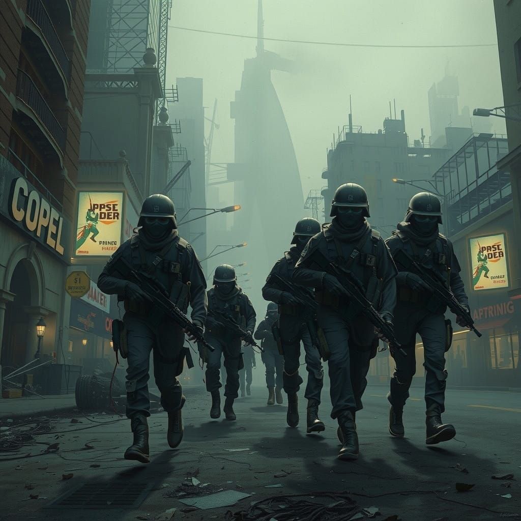 Bleak Dystopian Future in Dark, Gritty Art Style