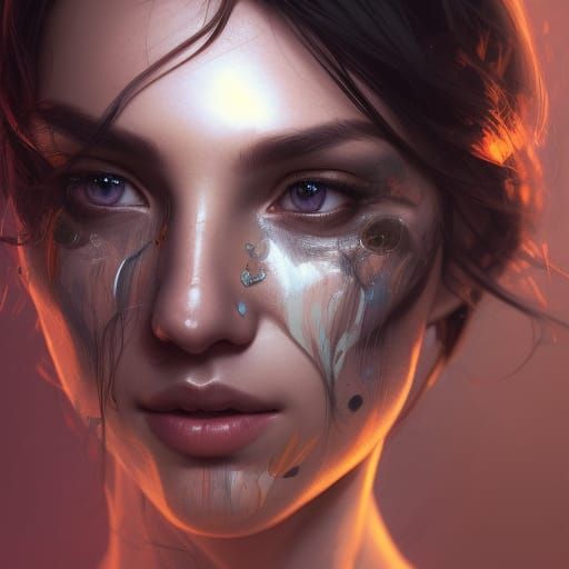 Intricate Portrait with Eyes, Hyperdetailed Concept Art