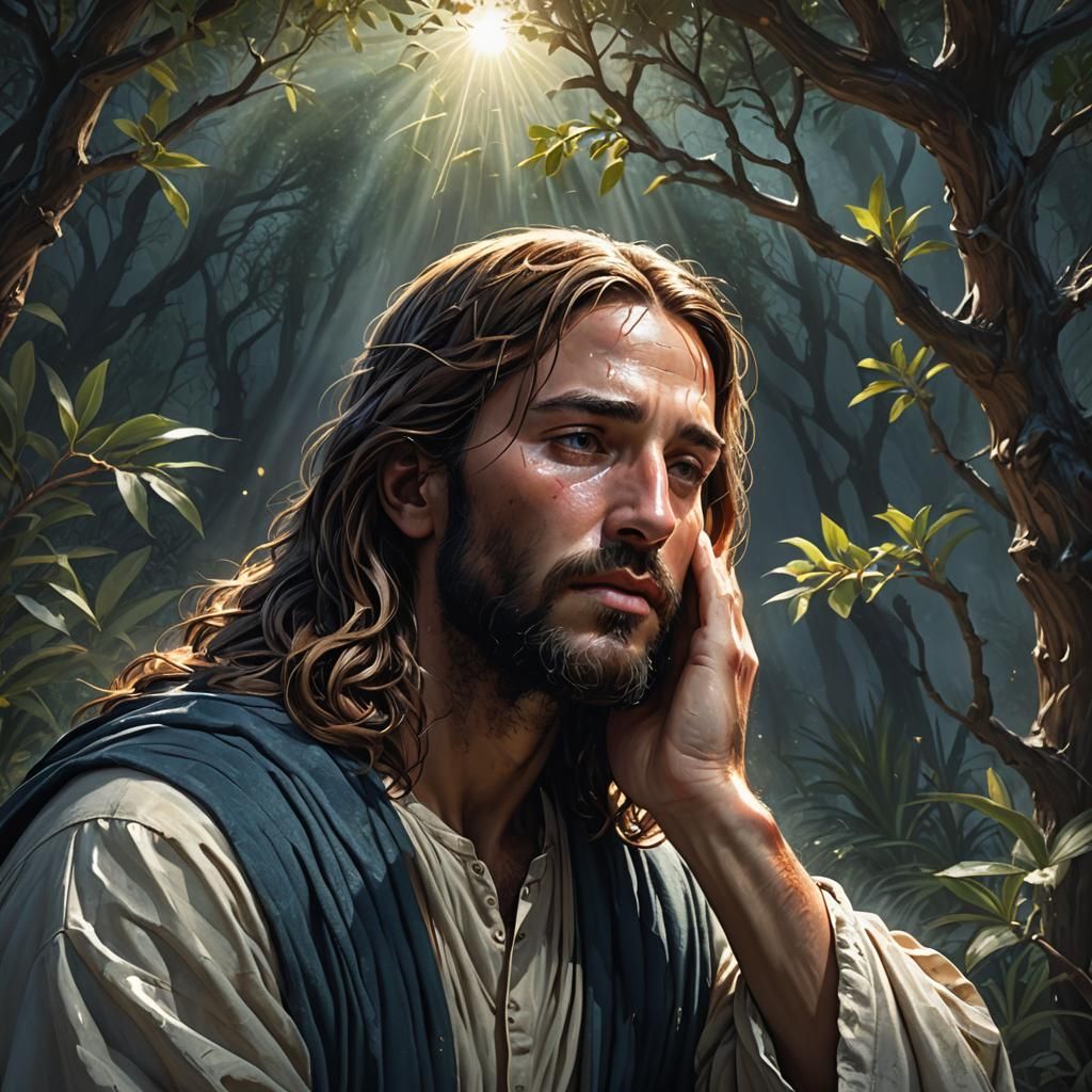 Jesus Praying in Gethsemane: Digital Concept Art
