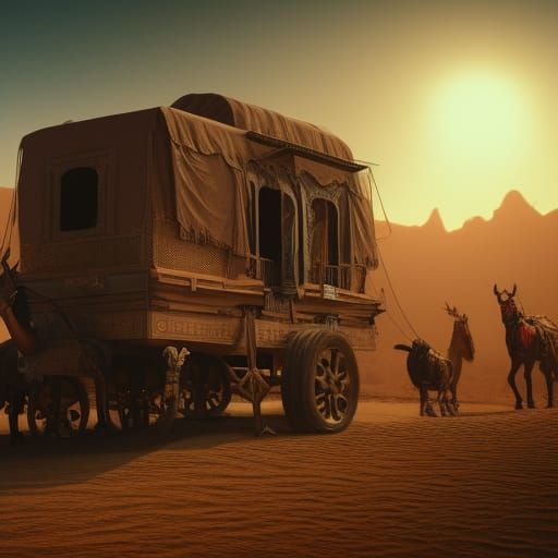 Fantastical Desert Caravan Concept Art