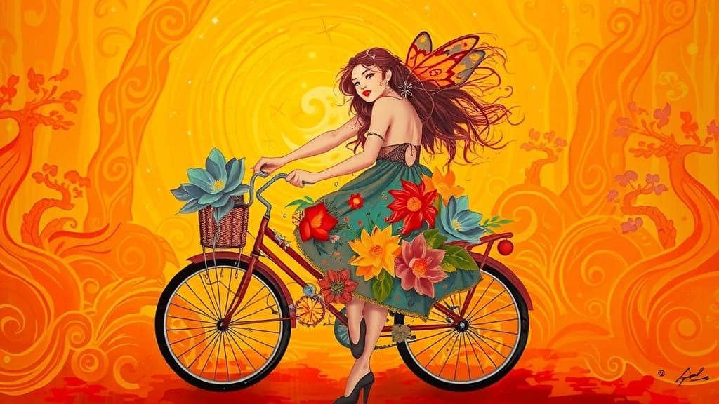 Asian Fairy in Ancient Forest Oil Painting