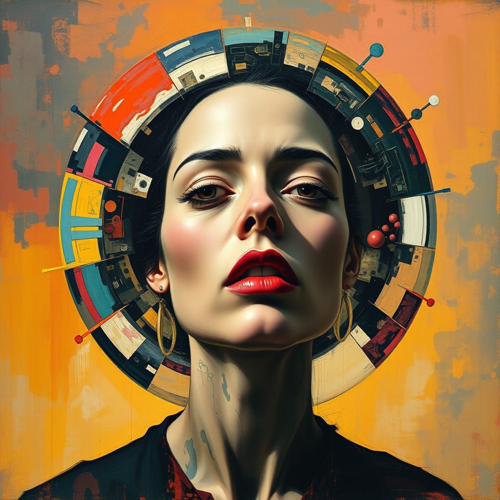 Surrealist Woman's Turbulent Emotions in a Fragmented Dreamw...