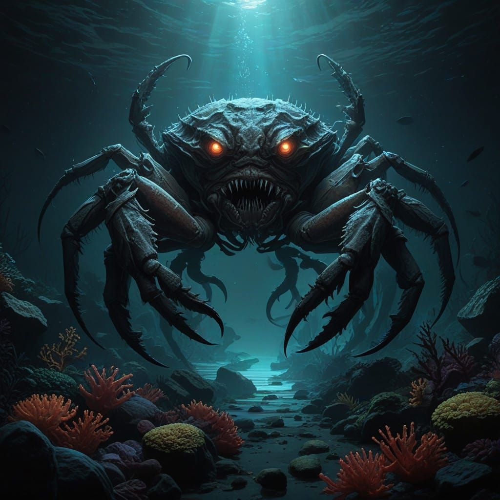 Mysterious Sea Monster Emerges from Dark Coral Reef in Gothi...