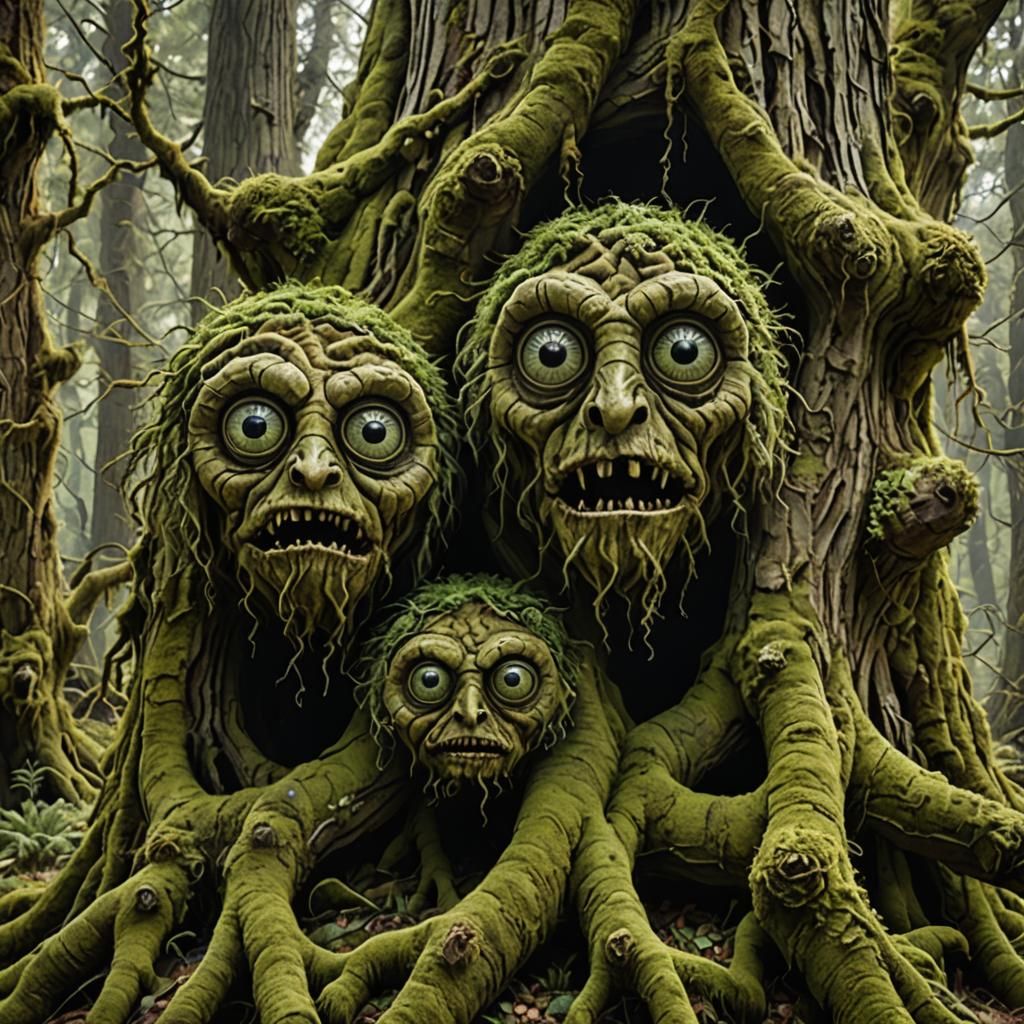 Creepy Realistic Trees with Burl Eyes