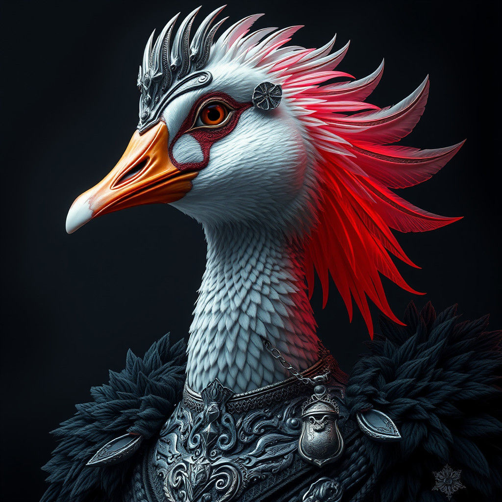 Goose Viking Hybrid Portrait in Hyperreal Detail