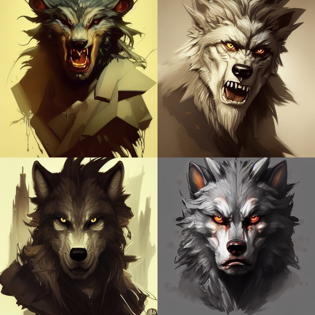 Detailed Werewolf Portrait in Trending Art Style