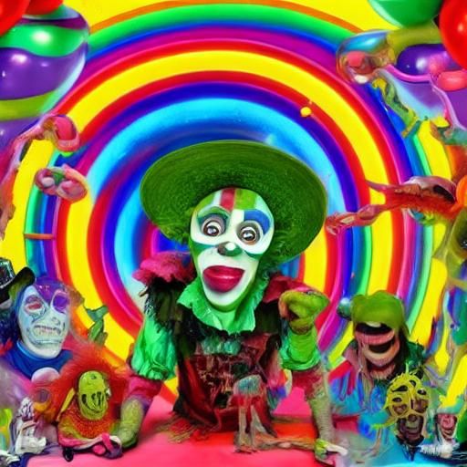 Enigmatic Clown of the Night in Dark Whimsy