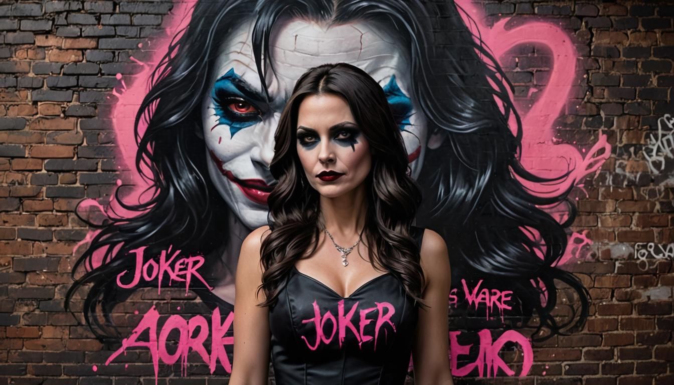 Beautiful Woman in Neon Graffiti Alley