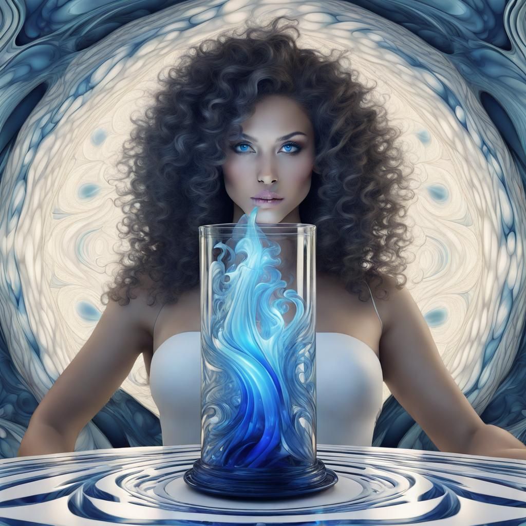Blue Flame Supermodel in Abstract Fractal Art