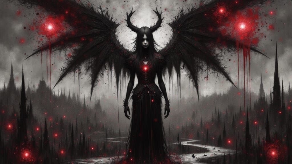Dark Fantasy Art with Goth Grunge Beauty