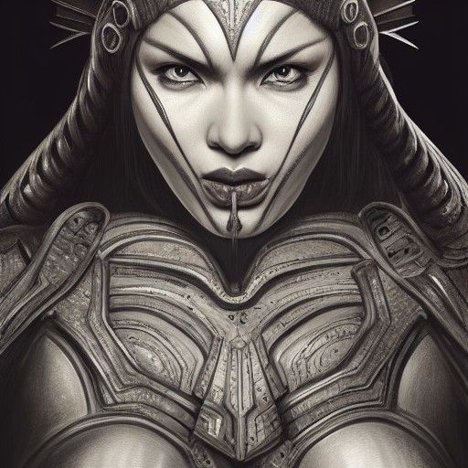 Maya Warrior in Armor: Photorealistic Digital Art