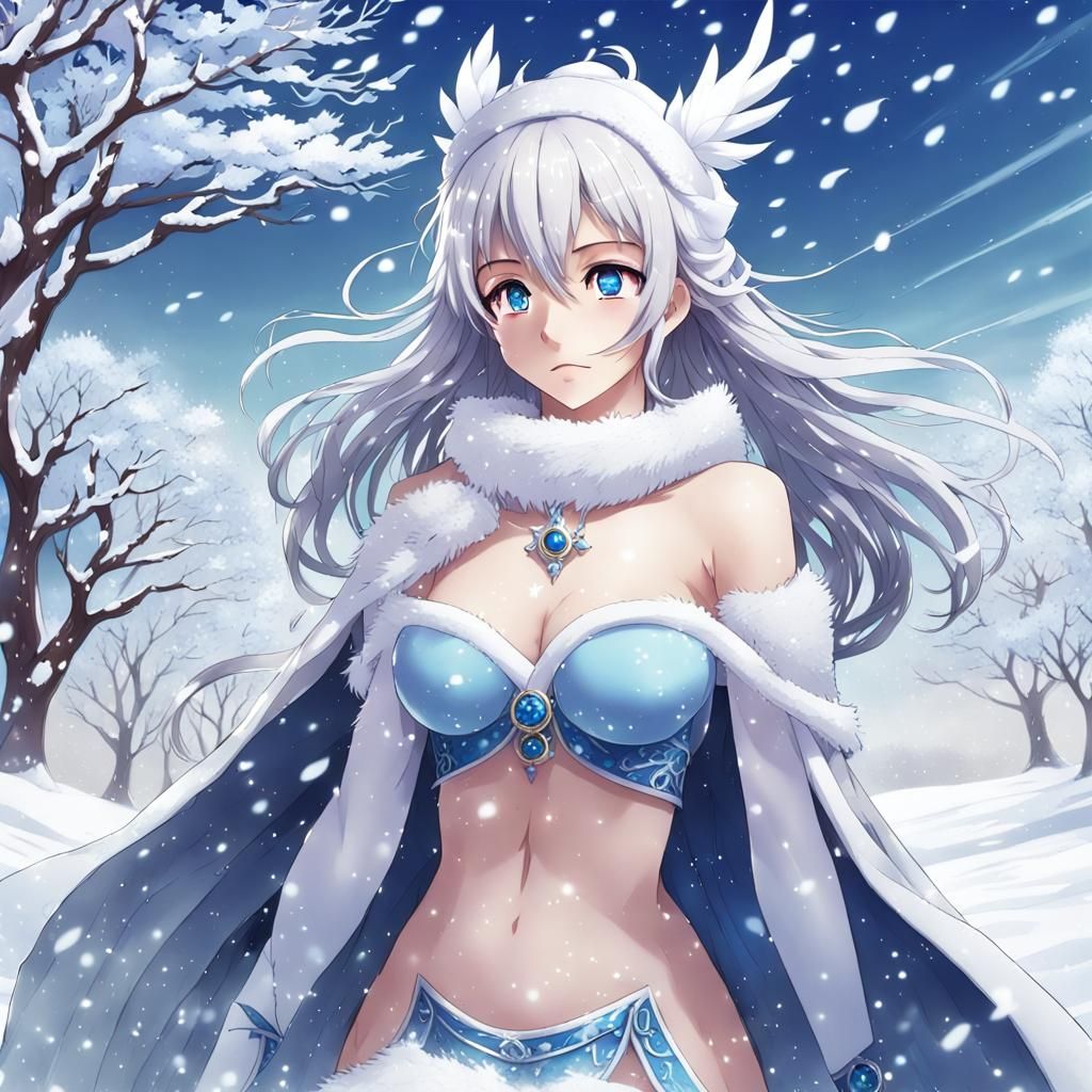 Anime-Style Winter Goddess Illustration